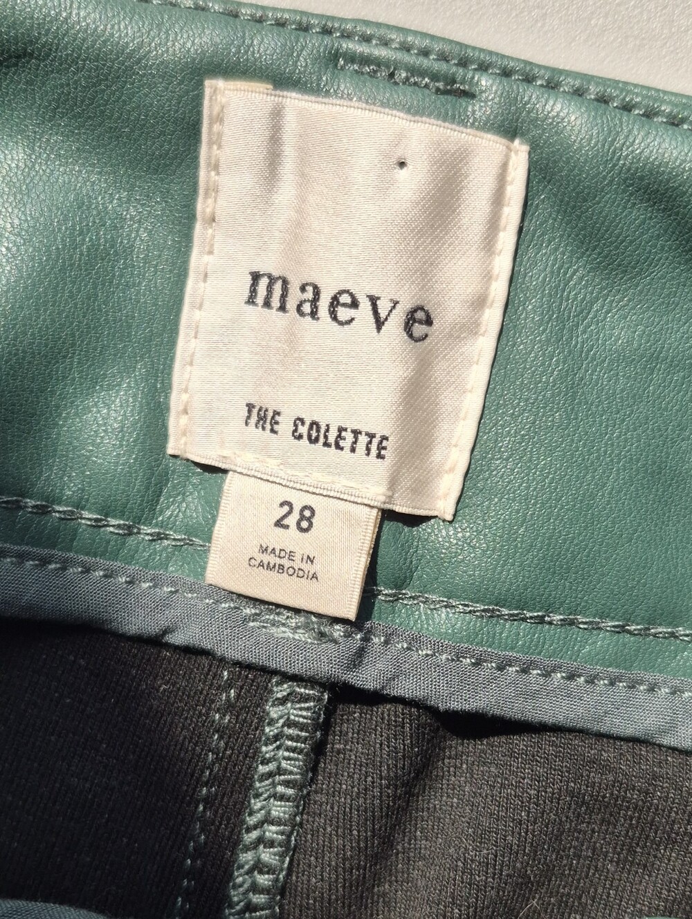 Maeve The Colette Faux Leather Green Stretch Wide Leg Pants Cropped Size 28 - Picture 8 of 9